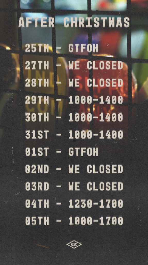 A graphic to show opening hours over a christmas break